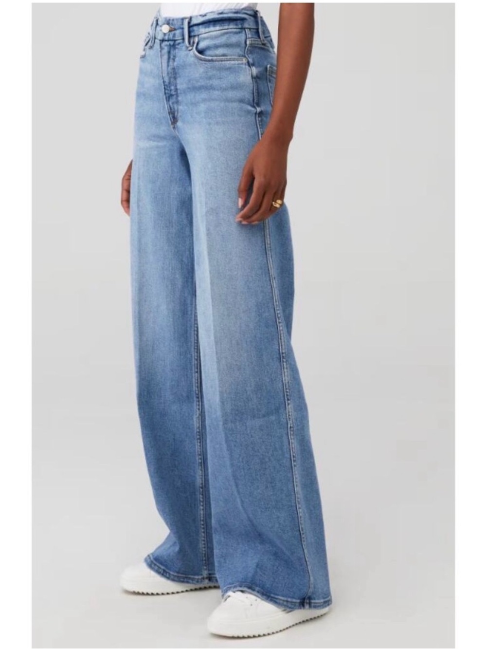 Good American Good Skate Wide Leg Jeans Light Wash Indigo667 Women Sz 12/31